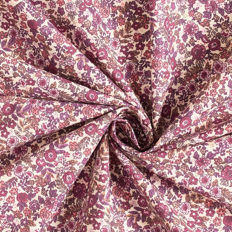 Tissu en coton Cretonne Fleurs éparpillées – crème/raisin, image number 3