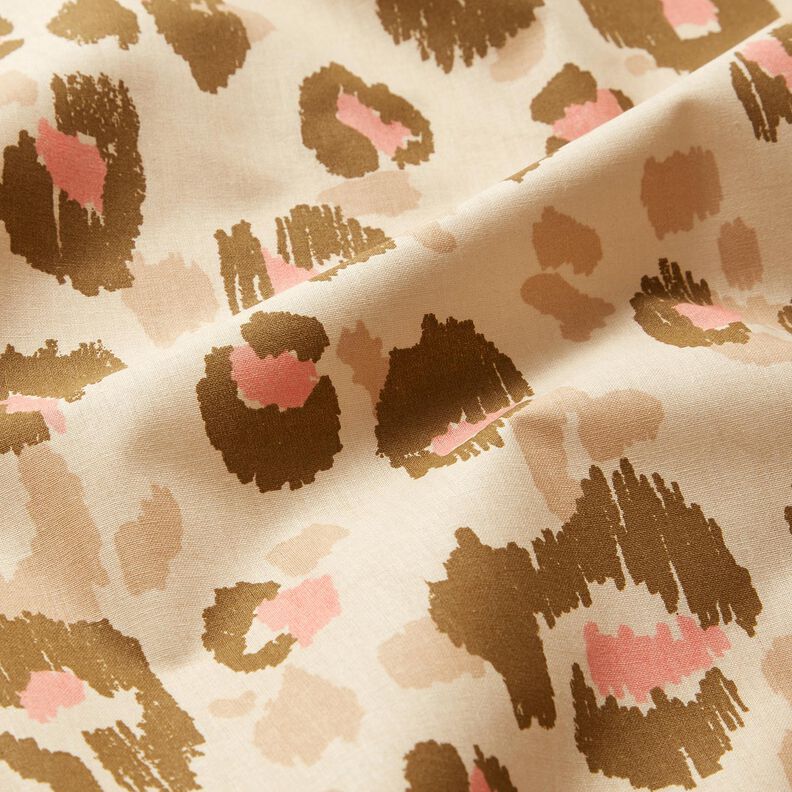 Popeline coton Motif léopard – amande/vieux rose,  image number 2
