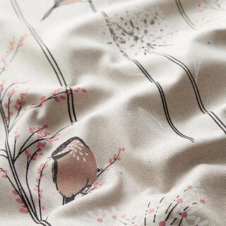 Tissu de décoration Semi-panama Oiseaux et branches – nature, 
