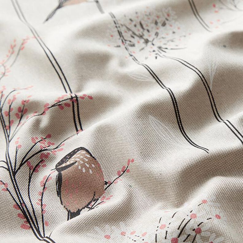 Tissu de décoration Semi-panama Oiseaux et branches – nature, image number 2