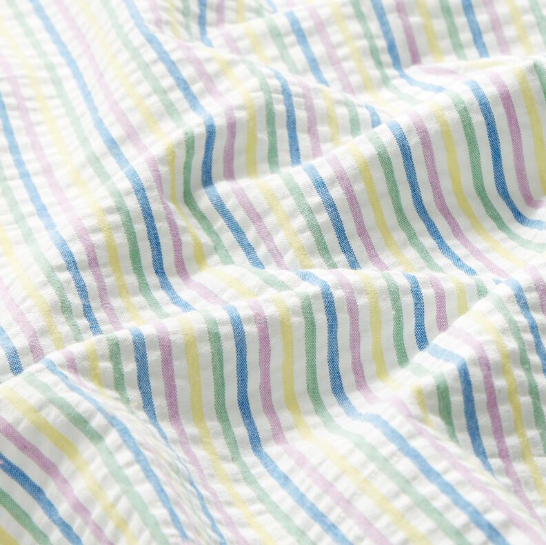 Seersucker Coton Mélange de rayures – blanc,  image number 2