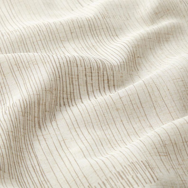 Tissu pour voilages Mélange lin Rayures irrégulières  – beige foncé/nature,  image number 2