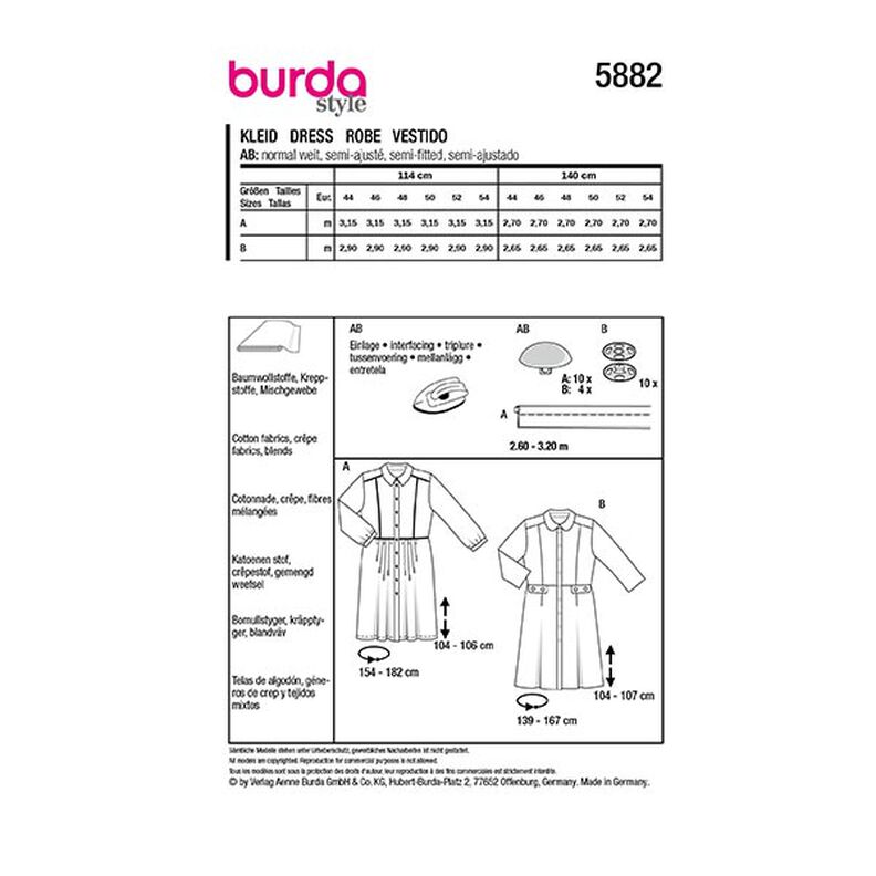 Robe - Grande taille | Burda 5882 | 44-54,  image number 9