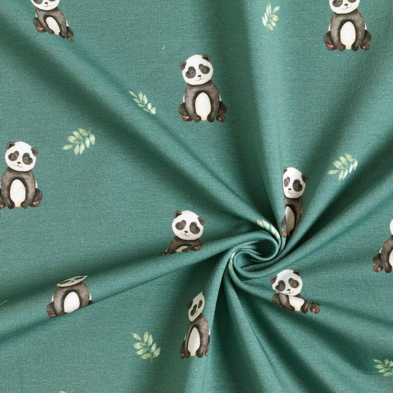 GOTS French Terry Sweat d’été Panda Impression numérique – roseau,  image number 3