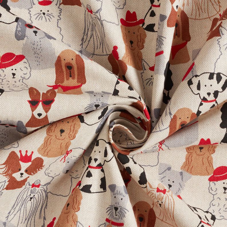 Tissu de décoration Semi-panama Chiens élégants – nature/gris,  image number 3
