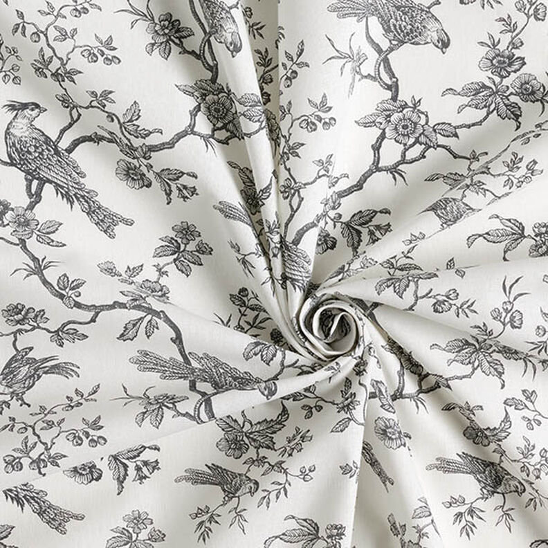 Tissu en coton Cretonne Oiseaux – gris schiste/écru,  image number 3