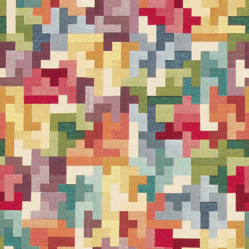 Tissu de décoration Gobelin Tetris – carmin/vert,  image number 1