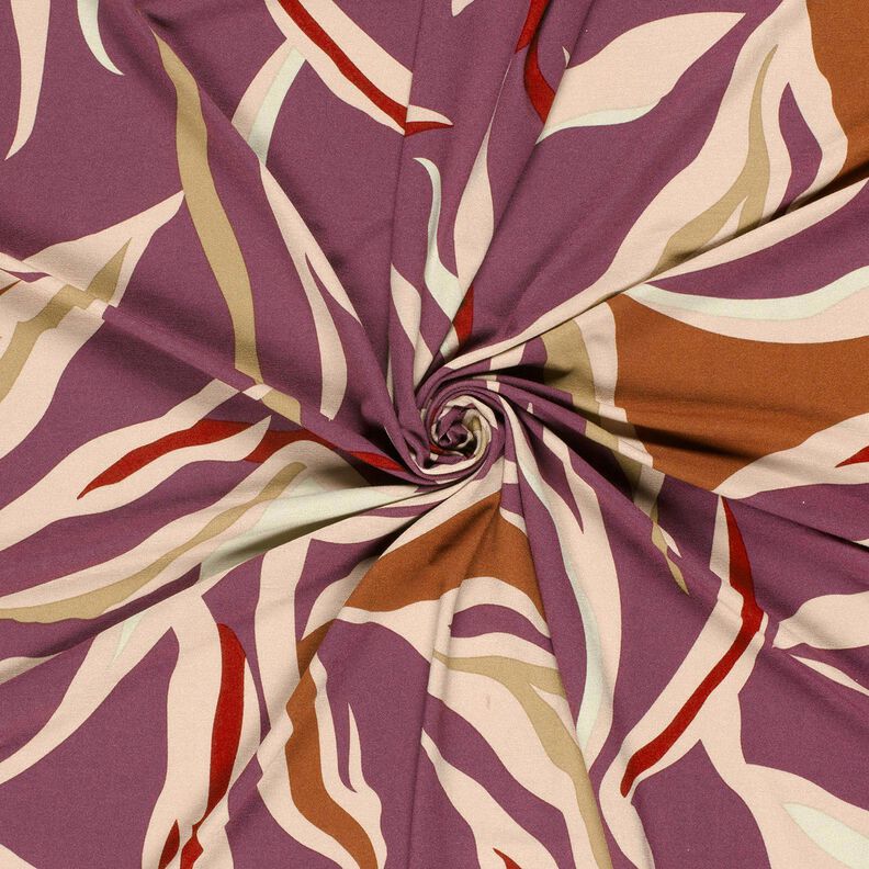 Jersey viscose vagues abstraites – aubergine/vieux rose clair,  image number 3