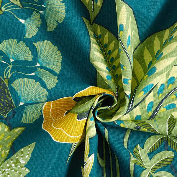 Tissu de décoration Semi-panama Plantes tropicales – pétrole,  image number 3