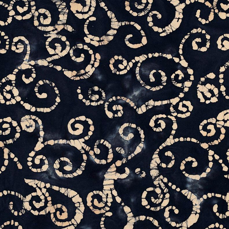 Tissu en coton Kringel batik – bleu noir/sable,  image number 1
