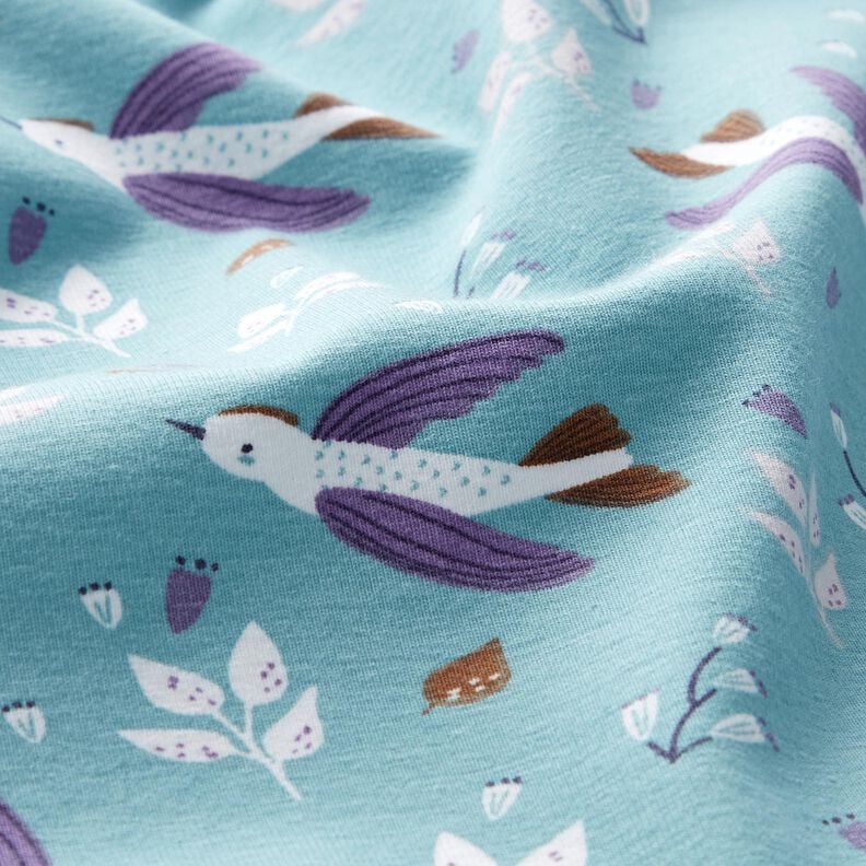 Jersey coton Petits oiseaux – bleu pigeon, image number 2