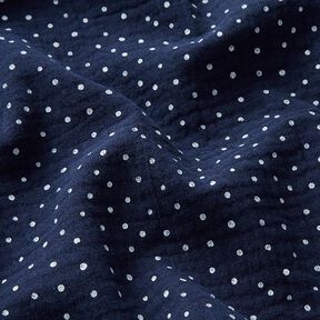 Tissu double gaze de coton Petits points – bleu marine/blanc, 
