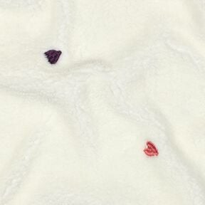 Tissu teddy Coeurs brodés | Poppy Fabrics – ivoire/rosé, 