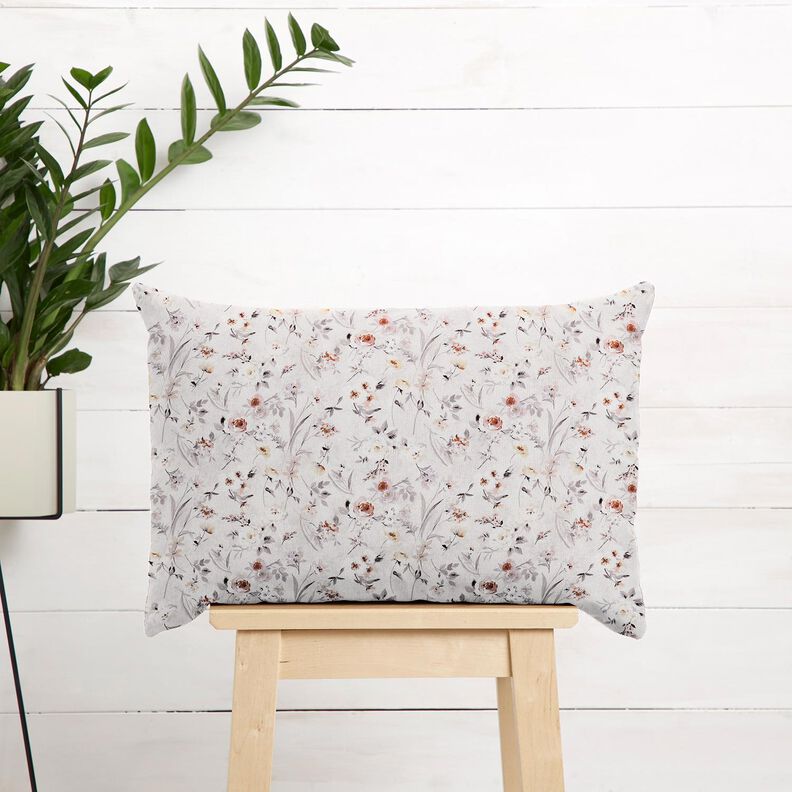 Tissu en coton Popeline branches de fleurs discrètes – argent/beige clair, image number 6