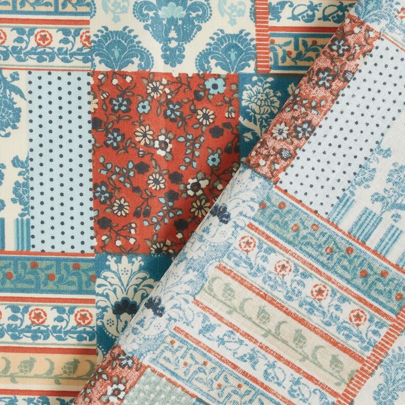 Tissu en coton Cretonne Patchwork floral – bleu, image number 4