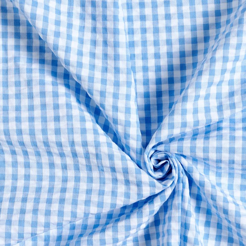 Seersucker Coton carreaux tissés – bleu/blanc, image number 3
