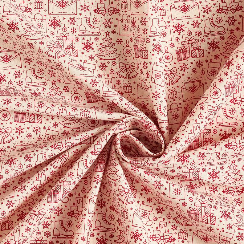 Tissu en coton Cretonne motifs de Noël – nature/carmin,  image number 3