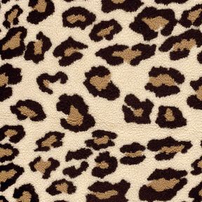 Tissu Sherpa pour peluche avec imprimé léopard – amande/noir, 