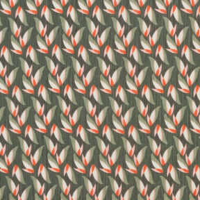 Crêpe mousseline Motif feuilles – noir/roseau, 