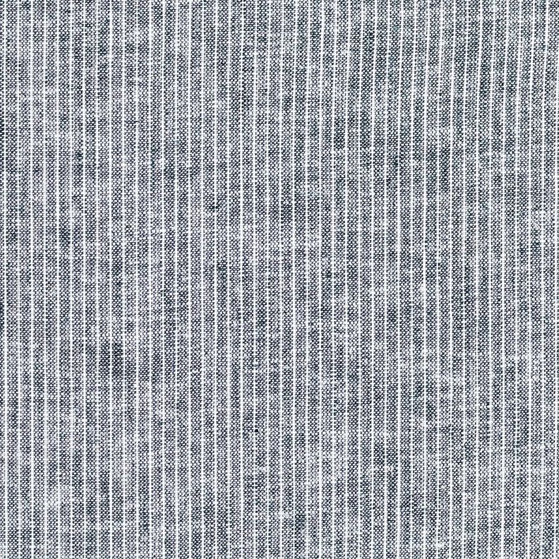 Mélange lin coton rayures étroites – bleu nuit/blanc,  image number 1