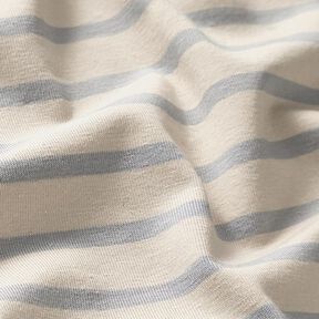 Jersey de coton Rayures fines et larges – noix de cajou/bleu clair, 