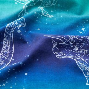 Jersey coton Contours de dinosaures | Glitzerpüppi – lilas bleu/menthe poivrée, 