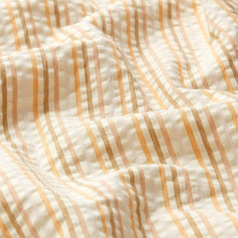 Seersucker Coton Mélange de rayures – abricot/écru,  image number 2