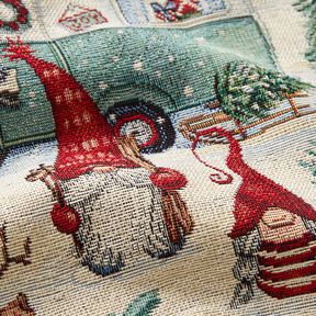 Tissu de décoration Gobelin Lutins de Noël – beige clair/rouge, 