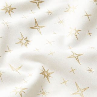 Tissu en coton Popeline Étoiles scintillantes – écru/or | Reste 50cm, 