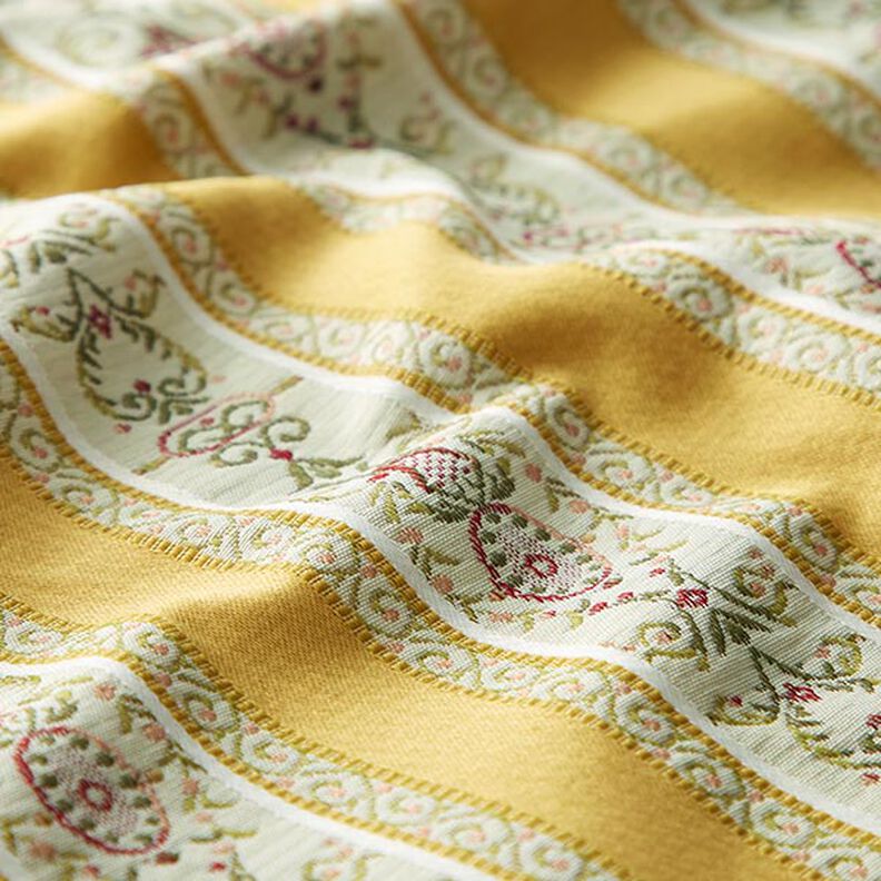 Tissu d’ameublement jacquard Rayures Biedermeier – crème/jaune,  image number 2