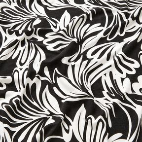 Jersey viscose Fleurs abstraites – noir/ivoire, 