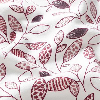 Jersey de coton bio Rameaux de feuilles abstraites – écru/rouge vif, 