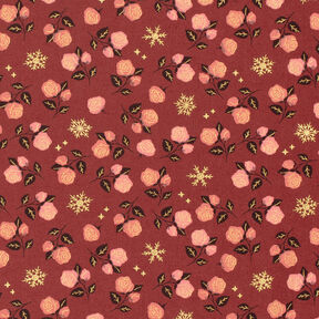 Tissu en coton Popeline Roses classiques – rouge foncé/or, 