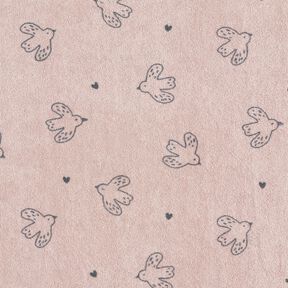 Jersey éponge Petits oiseaux – vieux rose clair, 
