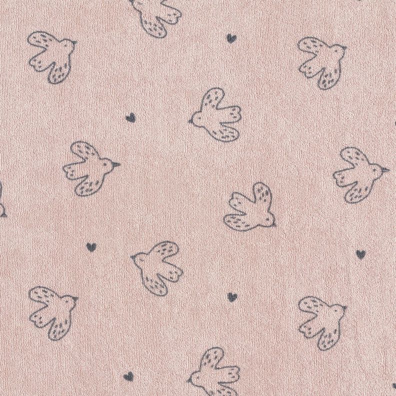 Jersey éponge Petits oiseaux – vieux rose clair,  image number 1