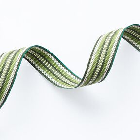 Ruban tissé Ethno [ 15 mm ] – vert foncé/vert herbe, 