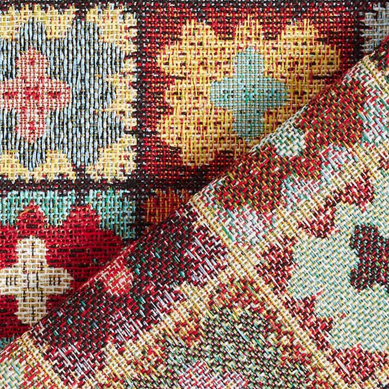 Tissu de décoration Gobelin Mini look crochet – noir/rouge,  image number 4