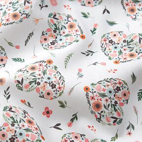 Tissu en coton Percale fleurs dans des cœurs – blanc/rose, 