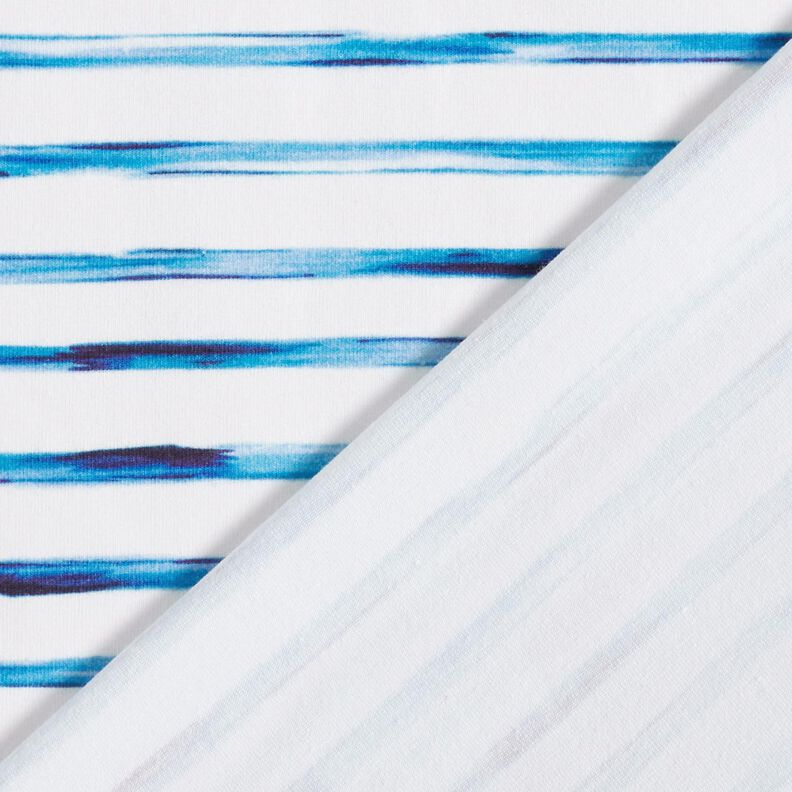 Jersey coton Rayures larges aquarelle Impression numérique – ivoire/bleu,  image number 4