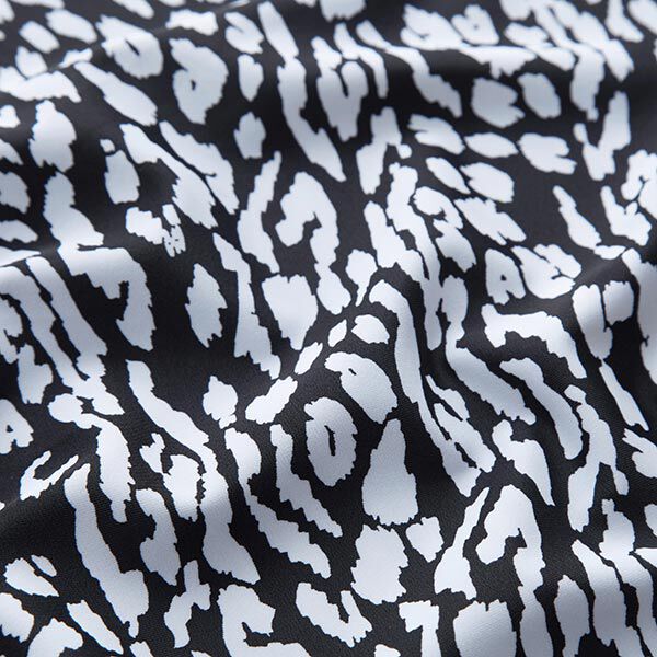 Tissu pour maillot de bain motif léopard – blanc/noir,  image number 2