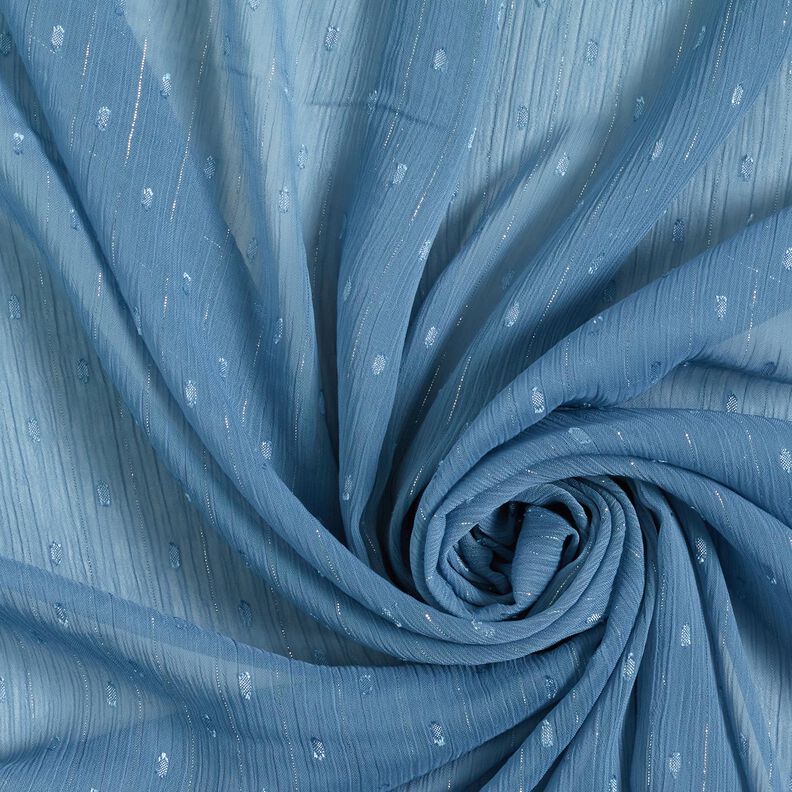 Mousseline Dobby métallisée à fines rayures – bleu brillant/argent métallisé,  image number 3