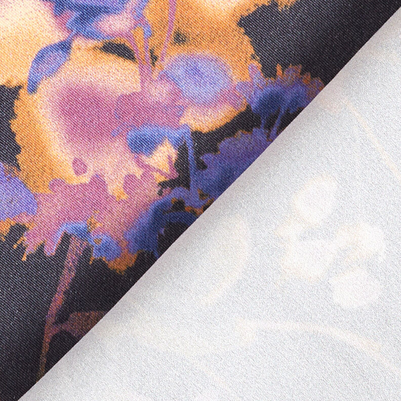 Viscose mélangé Fleurs en aquarelle – bleu nuit, image number 4
