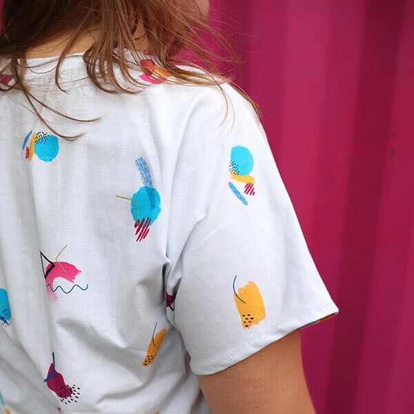 Jersey coton formes abstraites | Chouette à faire soi-même – blanc – Échantillon, image number 7