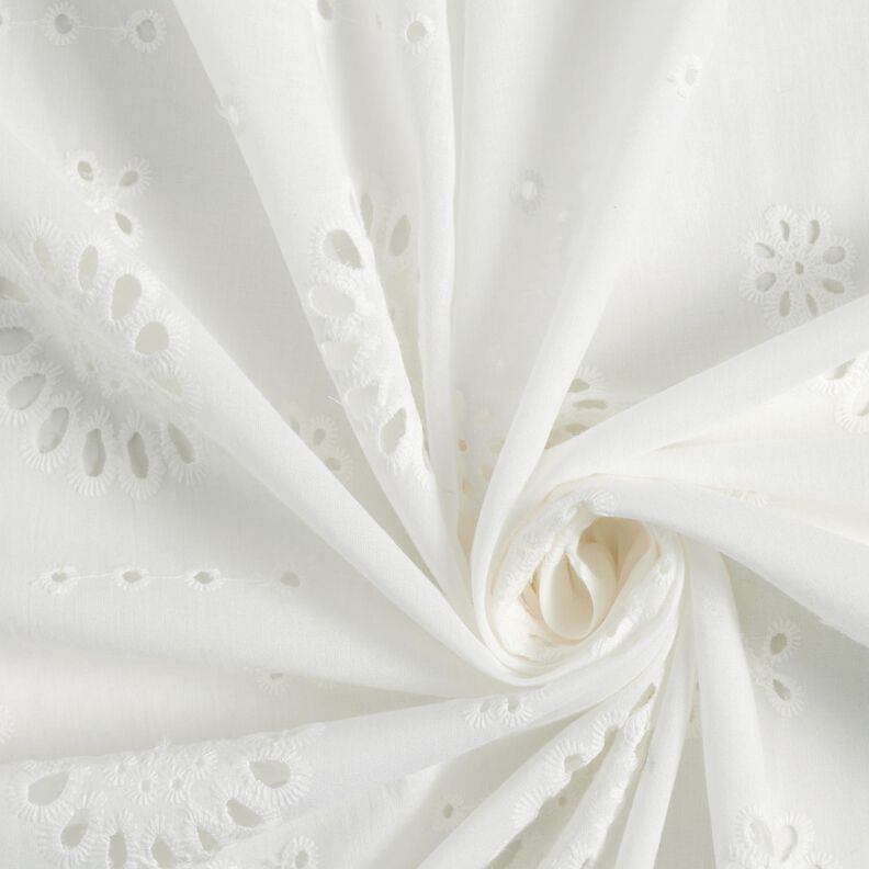 Tissu de coton Fleurs en broderie anglaise – blanc,  image number 3