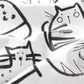 Tissu en coton Cretonne Esquisses de chats – noir/ivoire,  thumbnail number 2