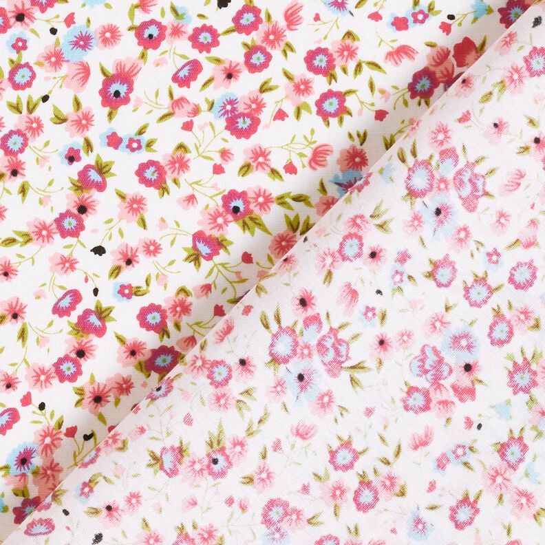 Popeline de coton Mille-fleurs – blanc/rose vif,  image number 4