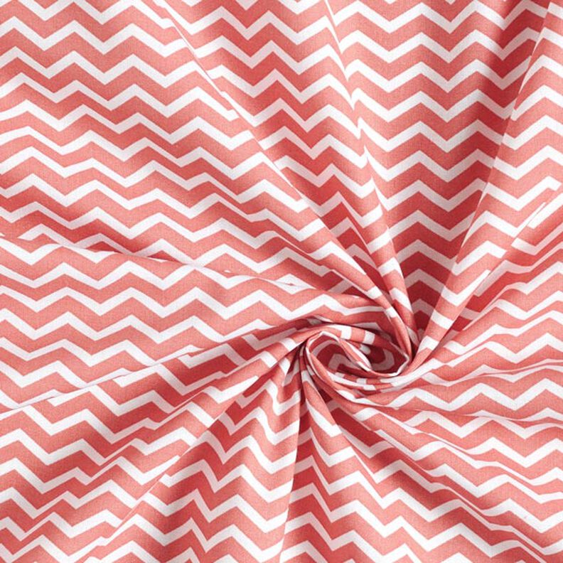 Tissu en coton Cretonne Zigzag – terre cuite/blanc,  image number 4