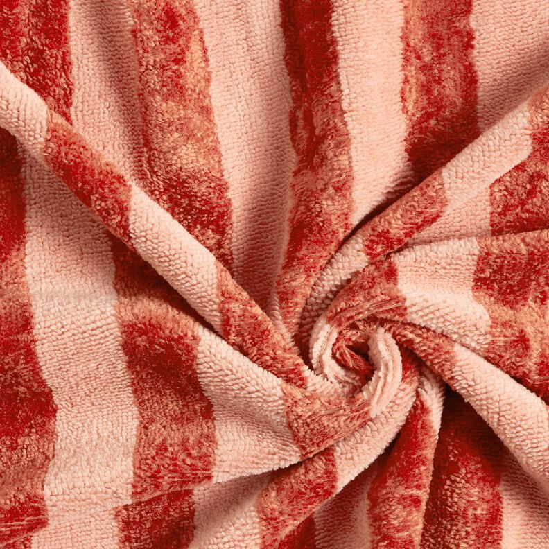 Tissu éponge Bambou Larges rayures – rouge/homard,  image number 4