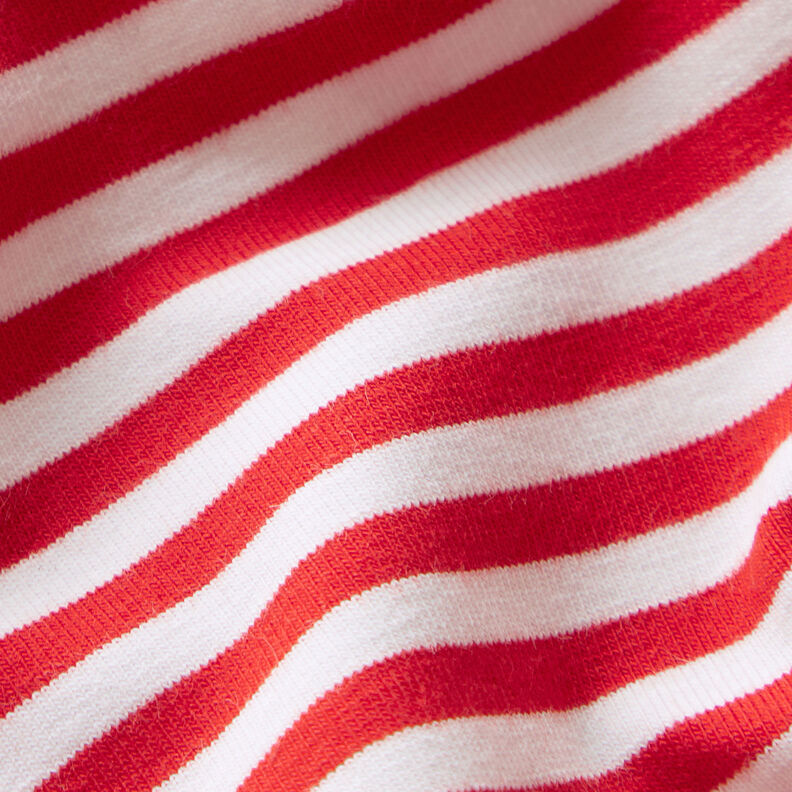 Jersey coton Rayures étroites – rouge/blanc,  image number 3