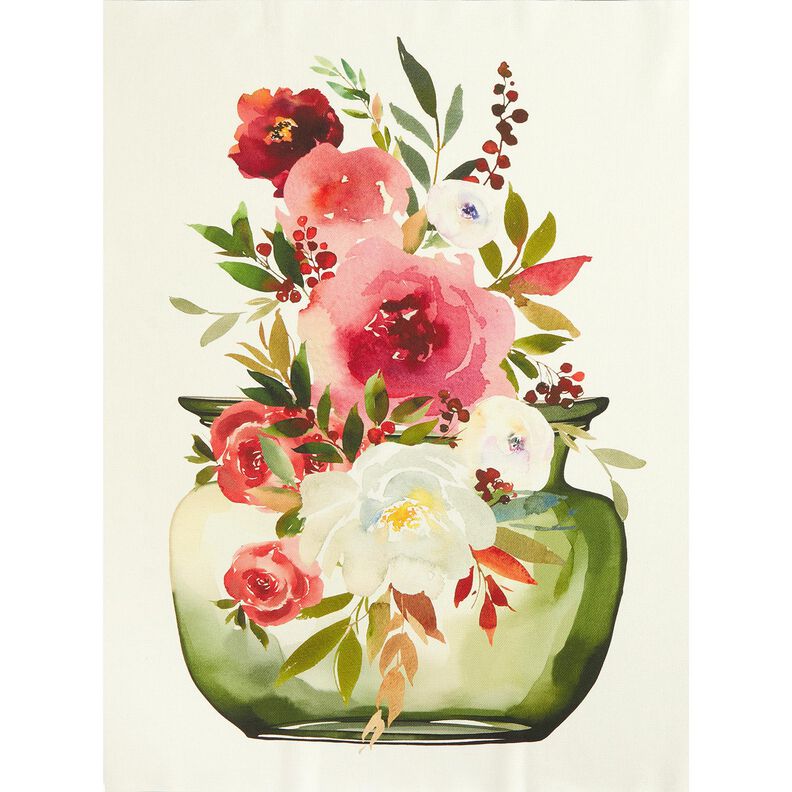panneau décoratif Sergé fleurs aquarelles – ivoire/baies,  image number 5